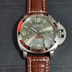 Best Quality Replica Panerai Luminor Marina Green Face Brown Strap Watch 